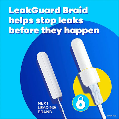 Tampax Pearl Tampons, Regular/Super Absorbency | Unscented | Leakguard Braid | 34 Count | Pack of 2