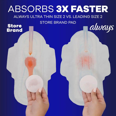 Always Ultra Thin Feminine Pads with Wings for Women, Size 5, Extra Heavy Overnight Absorbency, Unscented, Up to 100% Leak-Free Comfort, 34 Count