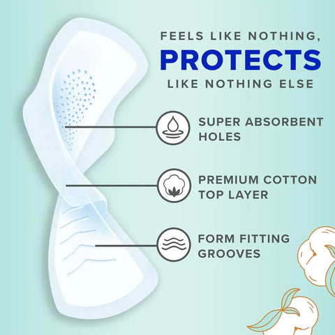 Always Pure Cotton Feminine Pads for Women, Size 2, Heavy Flow, with Wings, unscented, 34 CT