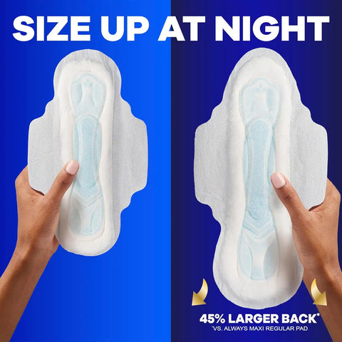 Always Maxi Overnight Pads with Wings for Women, Size 4, Overnight Absorbency, Unscented,84 Count (Pack of 2)