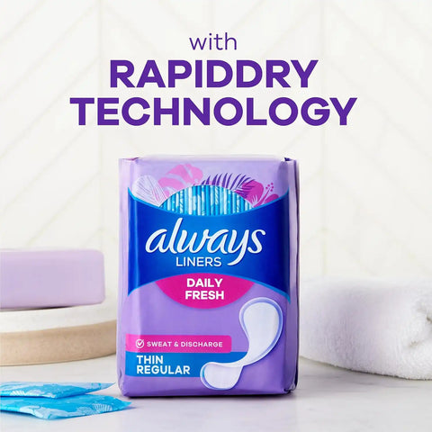 Always Panty Liners for Women Daily Liners, Regular Absorbency, Unscented, 216 Count