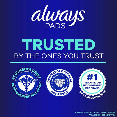 Always Maxi Overnight Feminine Pads with Wings for Women, Size 4, Overnight Absorbency, Unscented, Up to 100% Leak-Free Protection, 48 Count