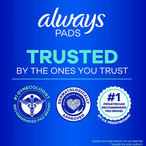 Always Ultra Thin Feminine Pads with Wings for Women, Size 3, Extra Long Super Absorbency, Unscented, Up to 100% Leak-Free Protection, 52 Count